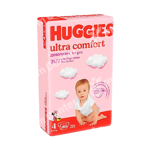 Huggies Ultra Comfort (4) տակդիրներ աղջիկների համար (8 - 14 կգ) №80