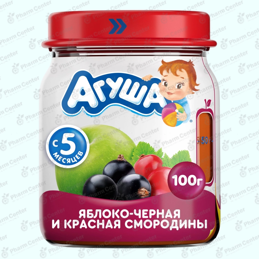 Агуша пюре фрукт, Яблоко черника и красная смородина 100г