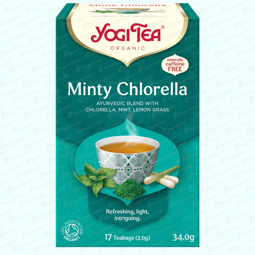 Чай в пакетиках YOGI TEA Minty Chlorella, Мятная Хлорелла 1,8г х 17