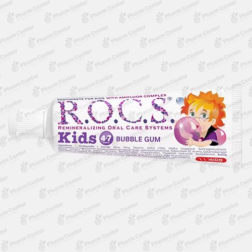 Зубная паста детская  Рокс бабл гам 4-7 лет 45г (021)
