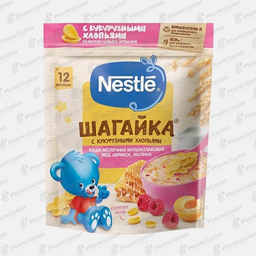 Nestle Շագայկա շիլա կաթնային՝ բազմահատիկային (մեղր, ծիրան, ազնվամորի) 12մ+ 190գ